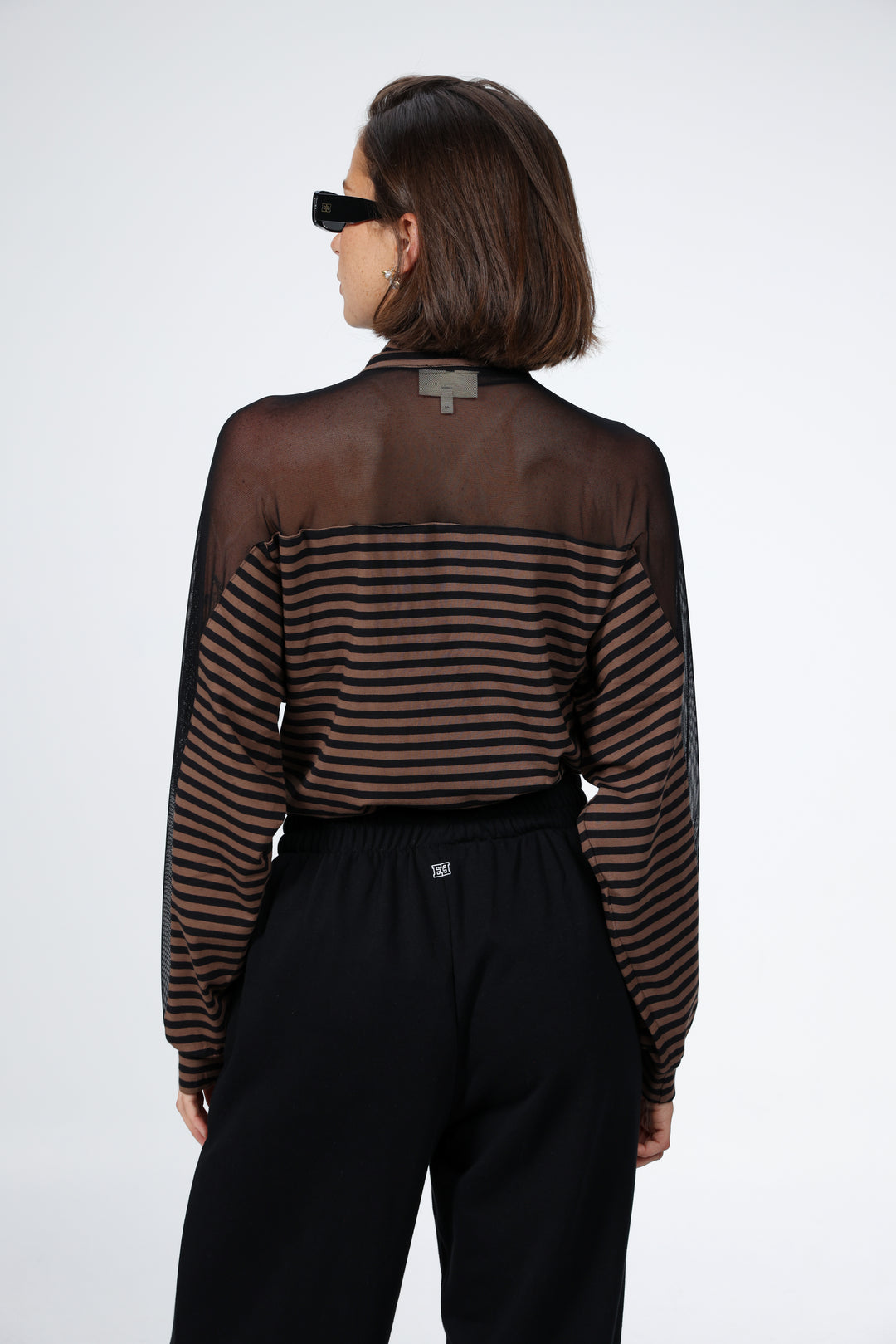 Adam Brown Stripes Mesh Polo