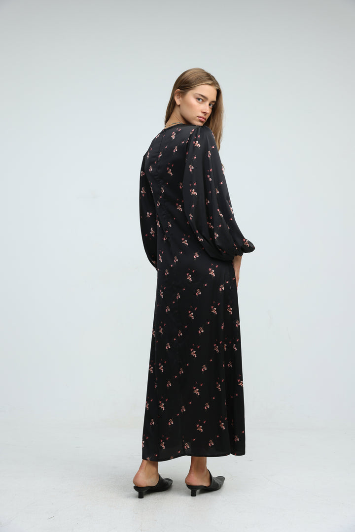 Le Soir Black Floral Dress