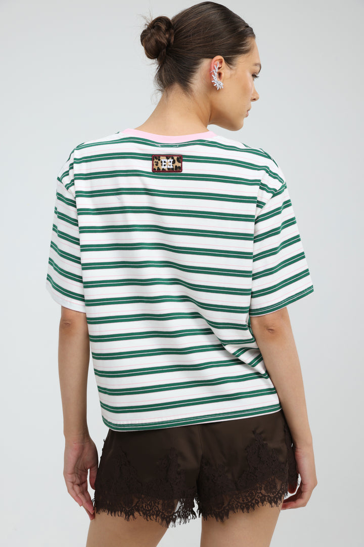 Just Green/Pink Striped T-Shirt
