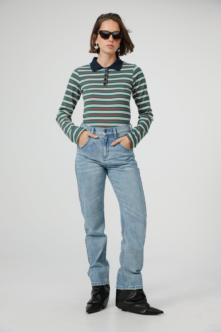 Sweeter Green Striped Polo