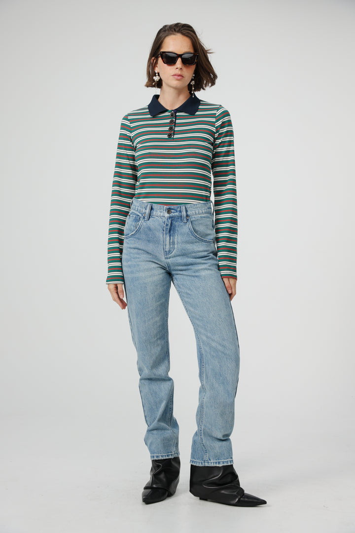 Sweeter Green Striped Polo