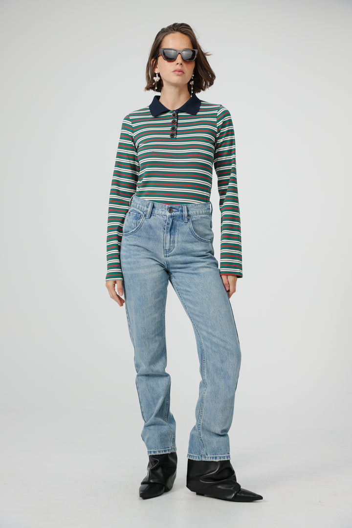 Sweeter Green Striped Polo