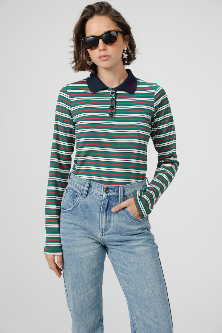 Sweeter Green Striped Polo