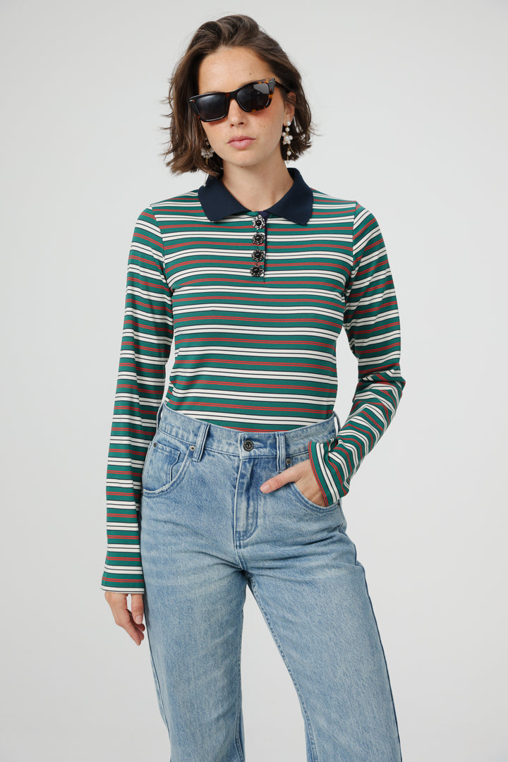 Sweeter Green Striped Polo