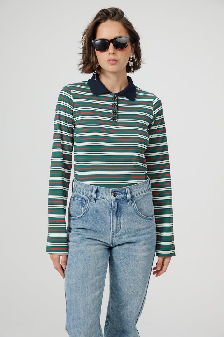 Sweeter Green Striped Polo