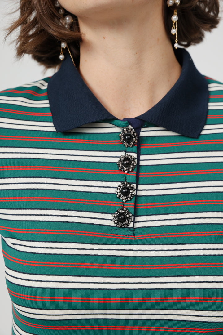 Sweeter Green Striped Polo
