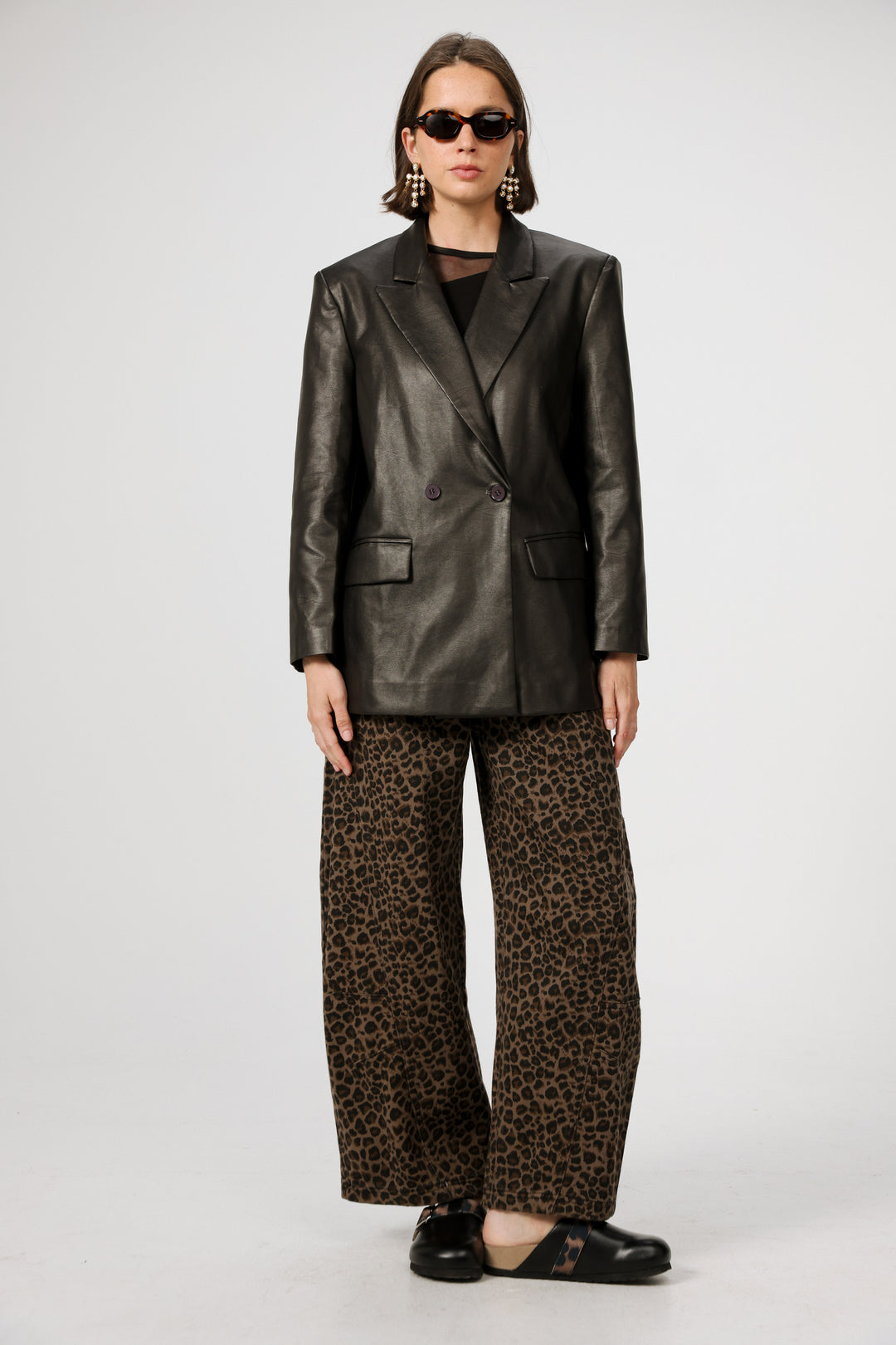 DNA Brown Faux Leather Blazer