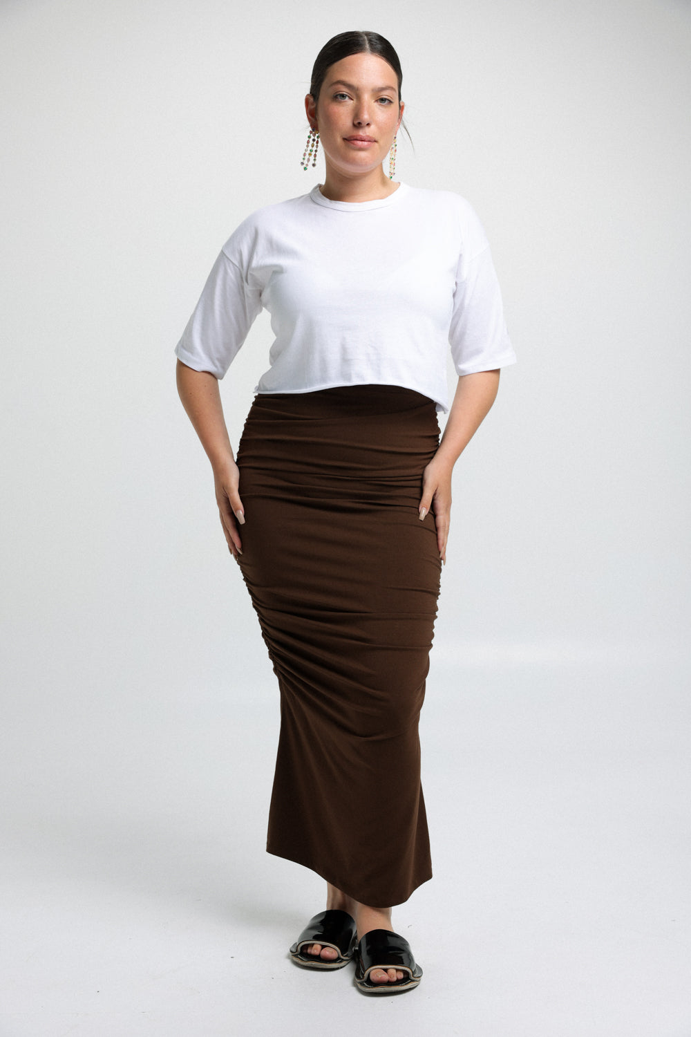 חצאית מקסי Maxing Chocolat Skirt מידות גדולות