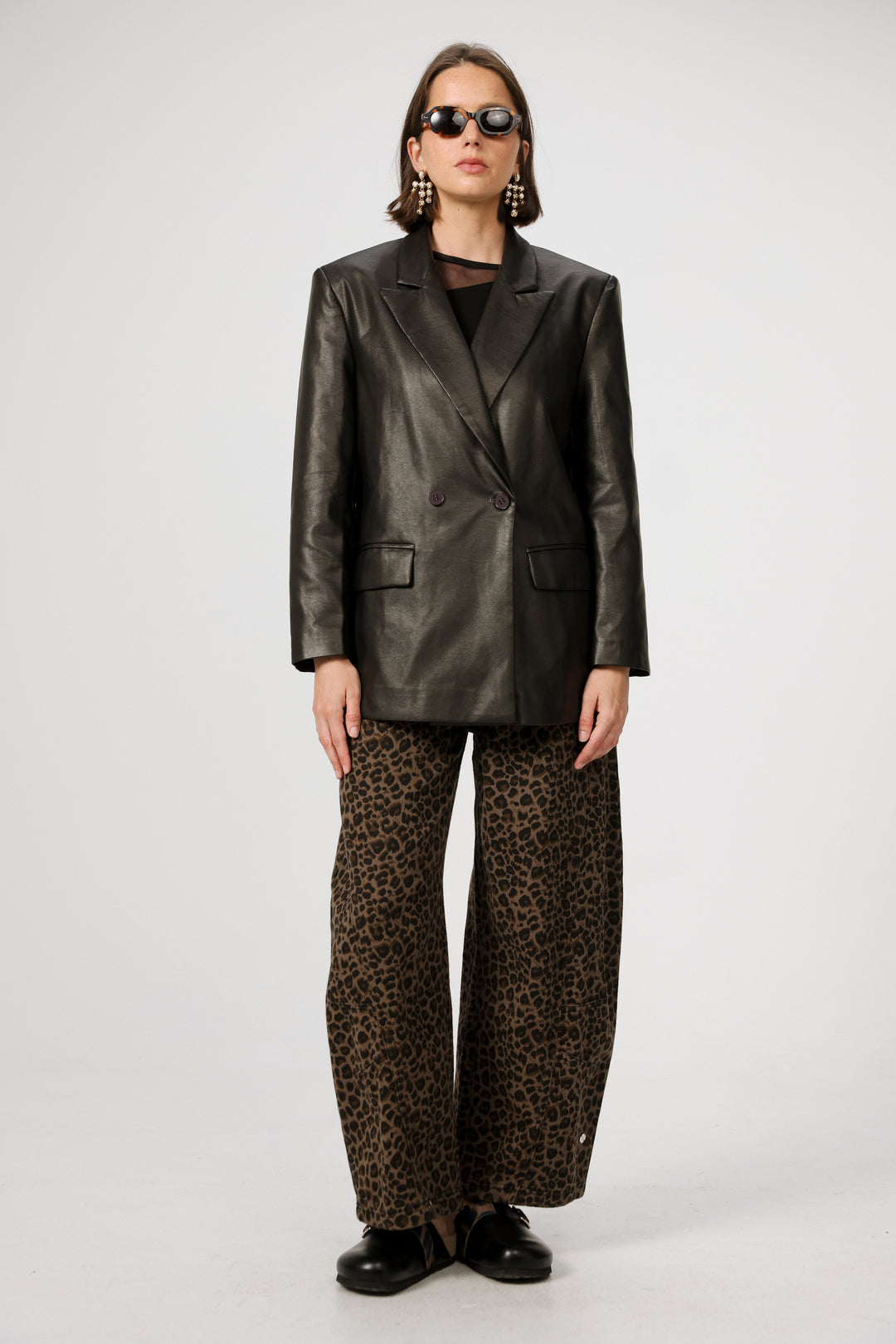 DNA Brown Faux Leather Blazer