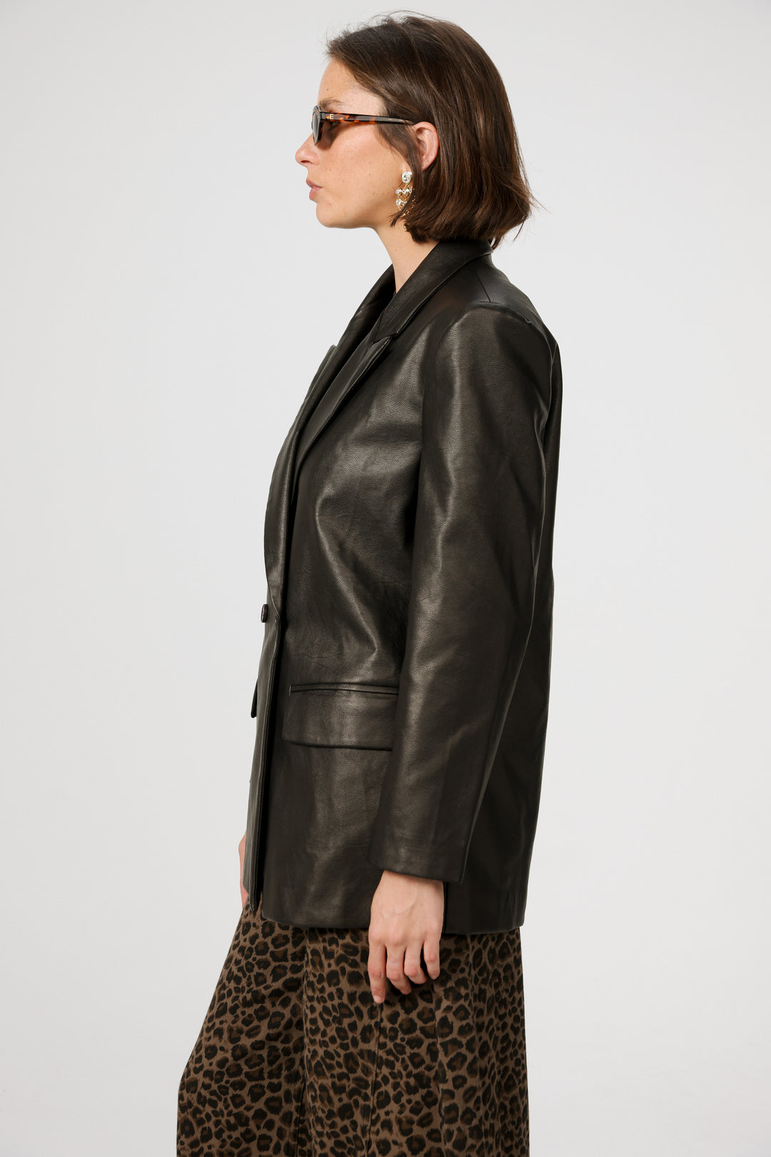 DNA Brown Faux Leather Blazer