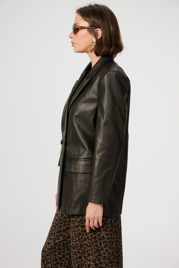 DNA Brown Faux Leather Blazer