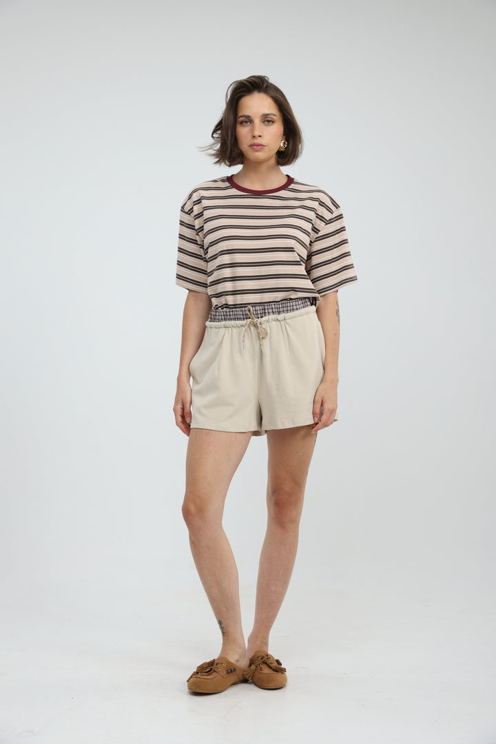 Just Brown Striped T-Shirt