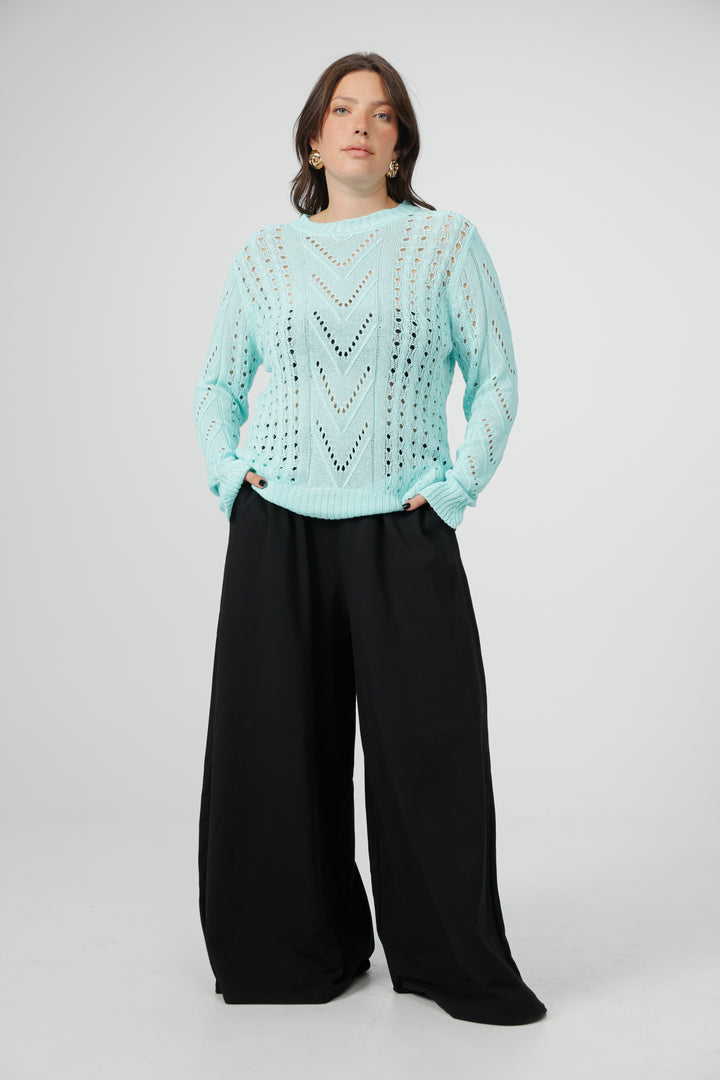 סוודר סריג תכלת מידה L Days Mint Sweater