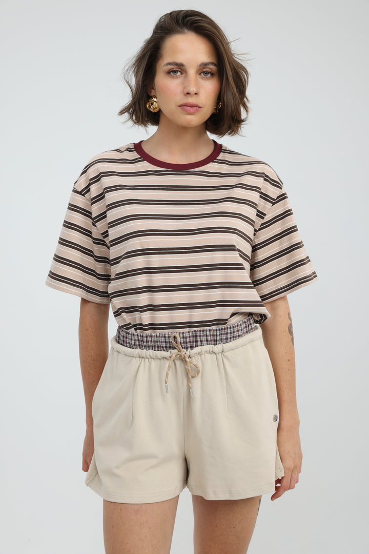 Just Brown Striped T-Shirt