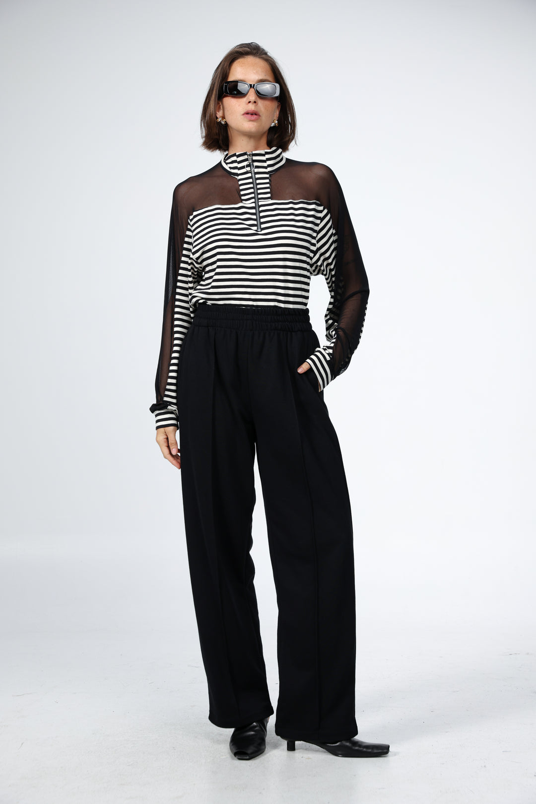 Adam Black Stripes Mesh Polo