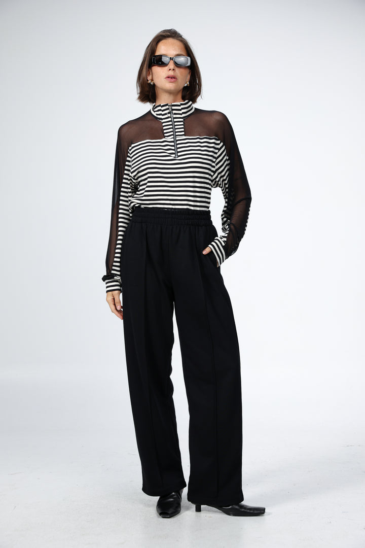 Adam Black Stripes Mesh Polo