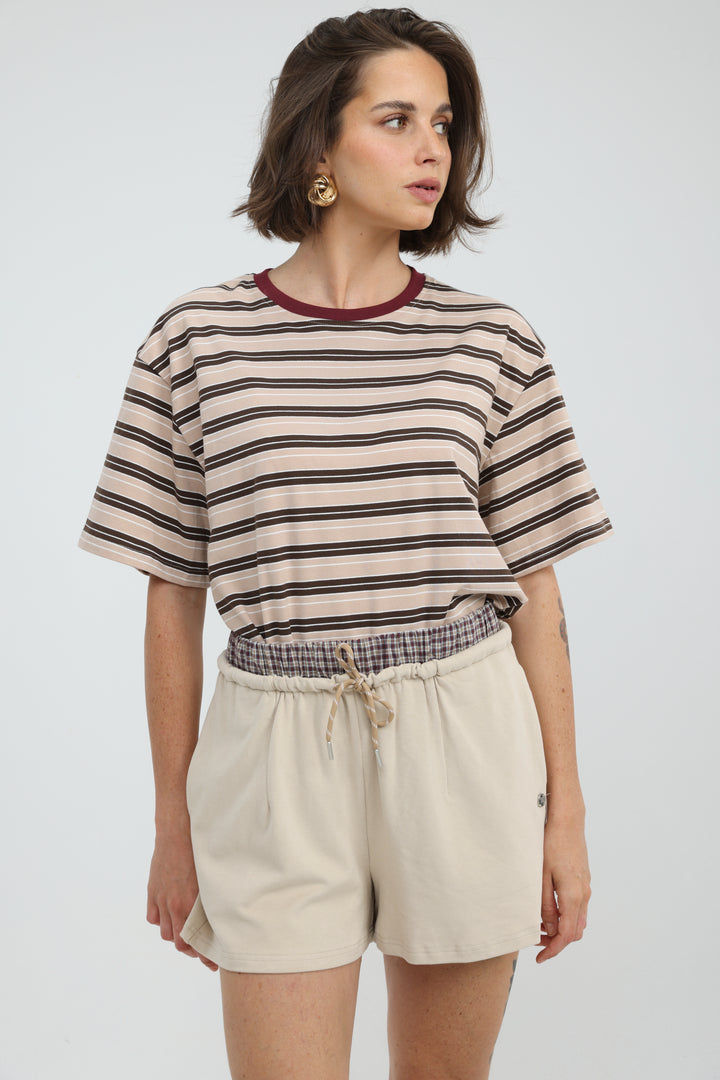 Just Brown Striped T-Shirt