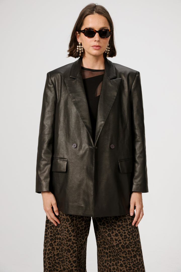 DNA Brown Faux Leather Blazer