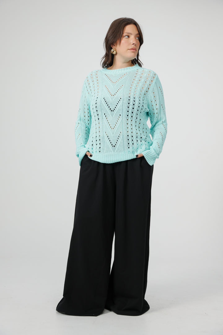 סריג תכלת לאישה מידה גדולה Days Mint Sweater