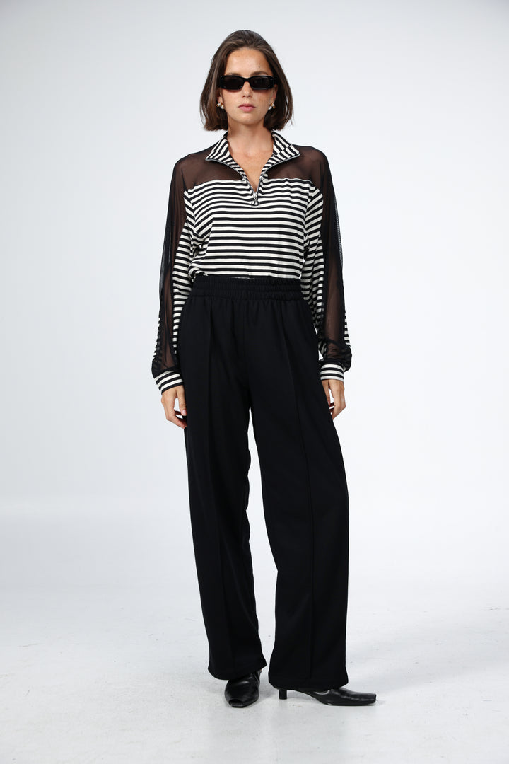 Adam Black Stripes Mesh Polo