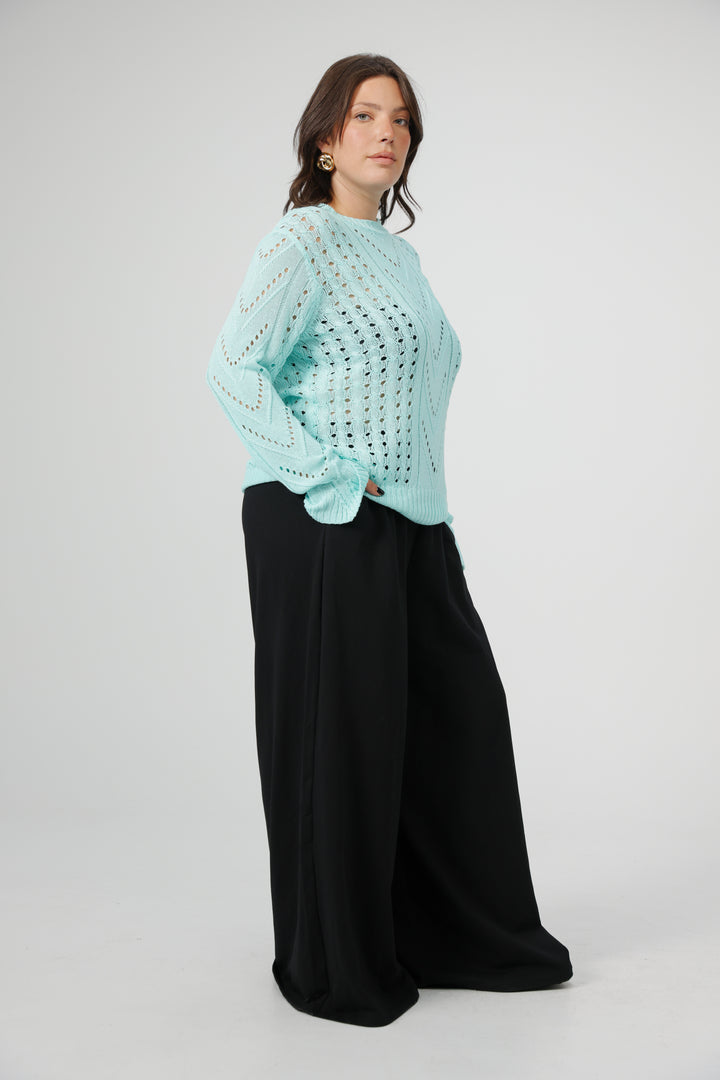 סוודר תכלת נשים מידות גדולות Days Mint Sweater