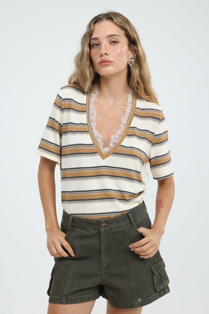 Mystery Beige Striped Shirt