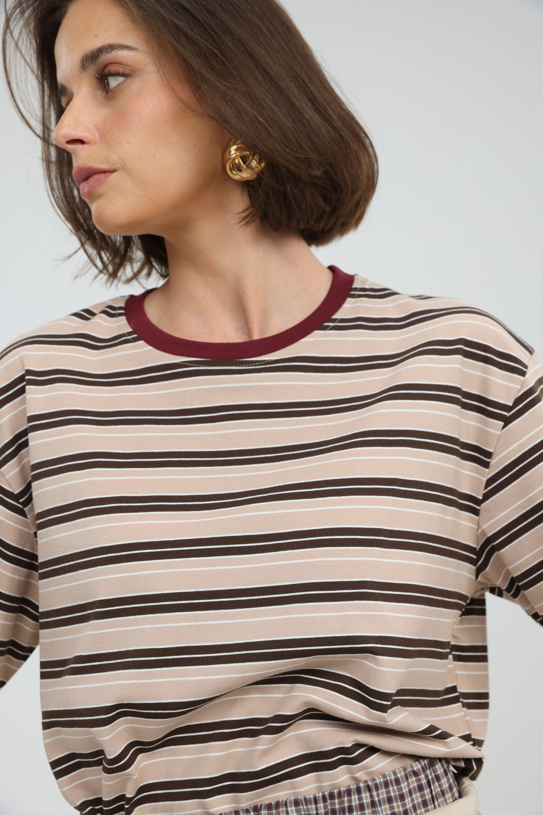 Just Brown Striped T-Shirt