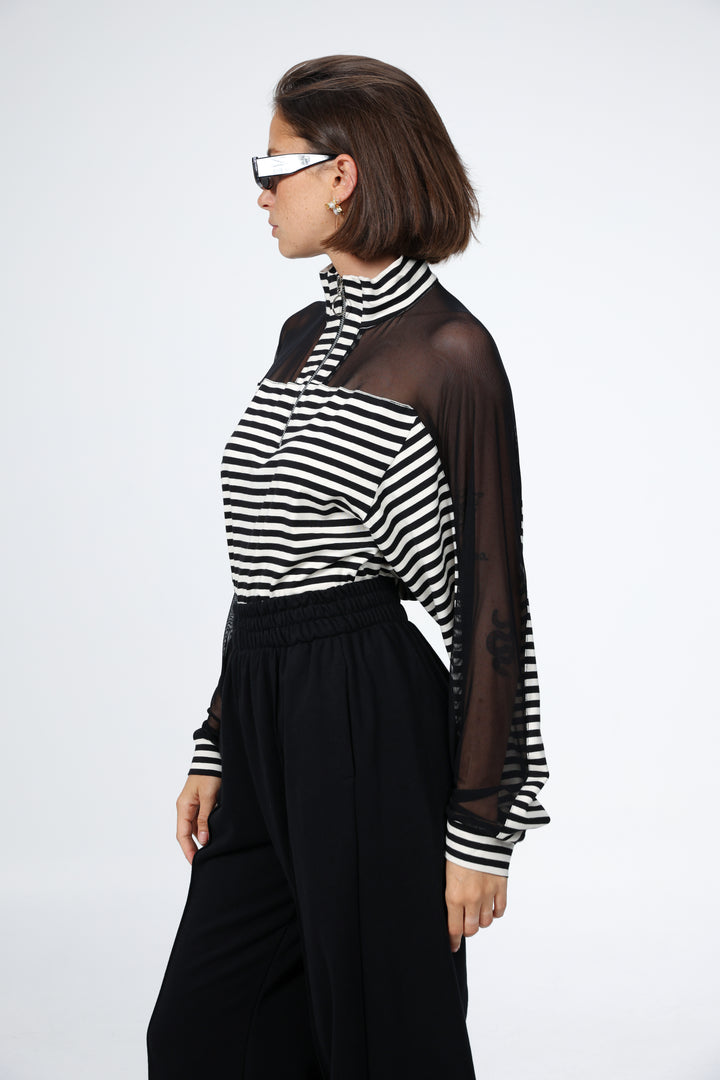 Adam Black Stripes Mesh Polo