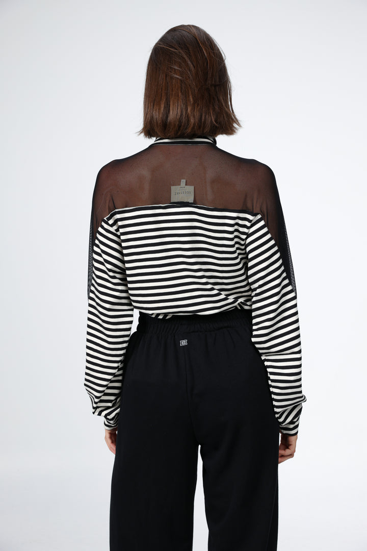 Adam Black Stripes Mesh Polo