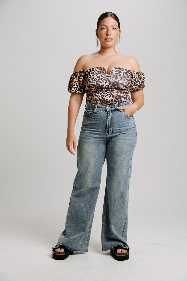 Sweeter Leopard Off Shoulder Top