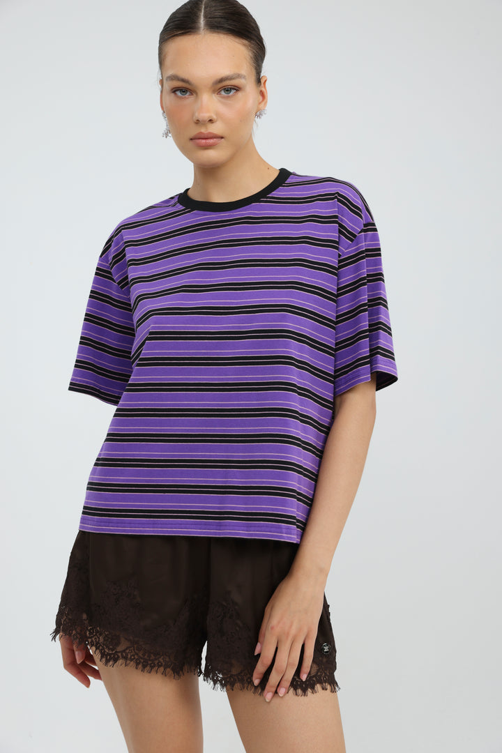Just Purple Striped T-Shirt