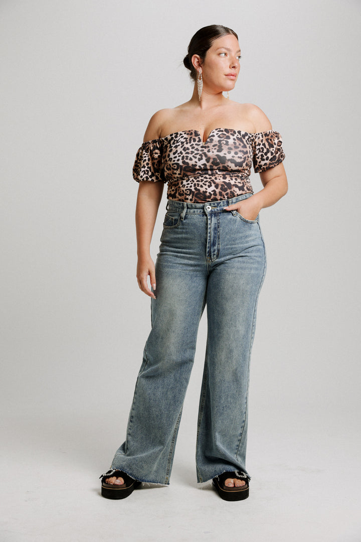 Sweeter Leopard Off Shoulder Top