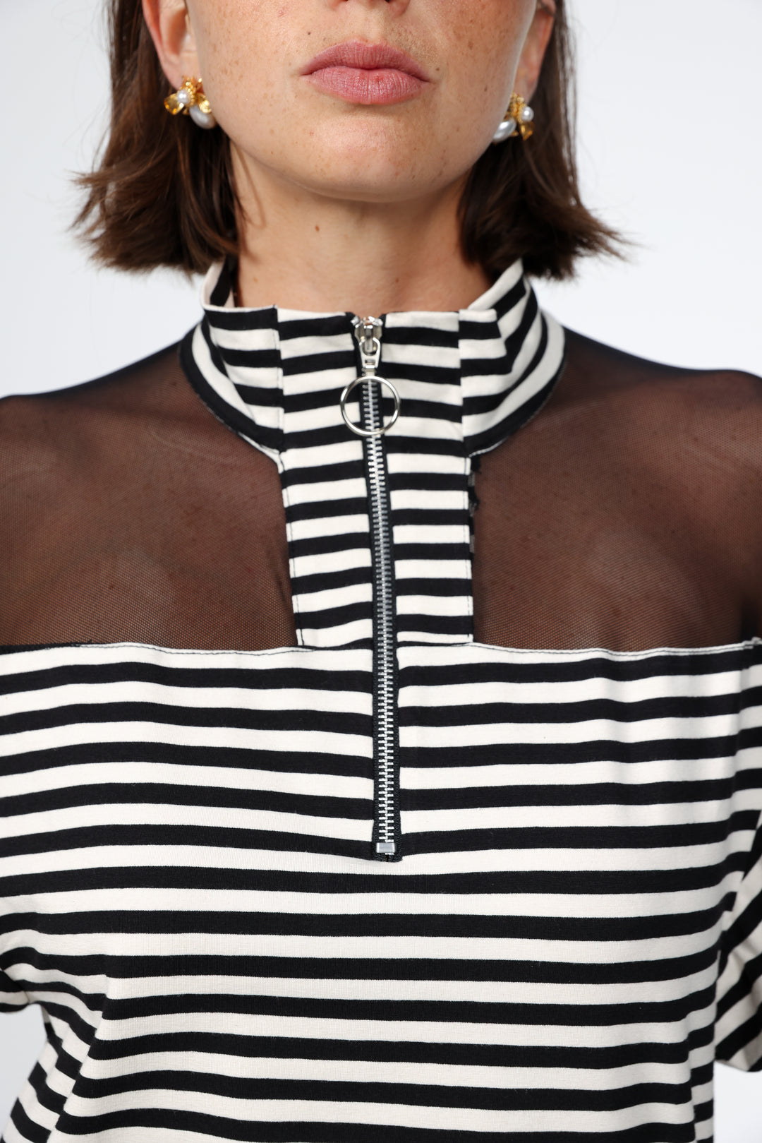 Adam Black Stripes Mesh Polo