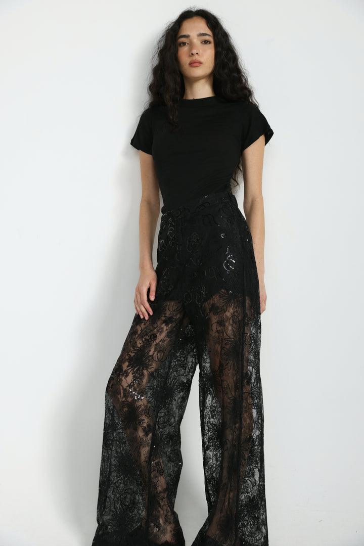 Lace&Sequin Black Bottoms