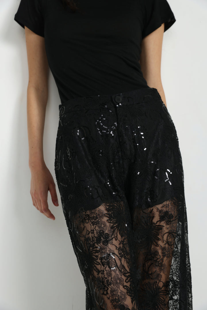 Lace&Sequin Black Bottoms