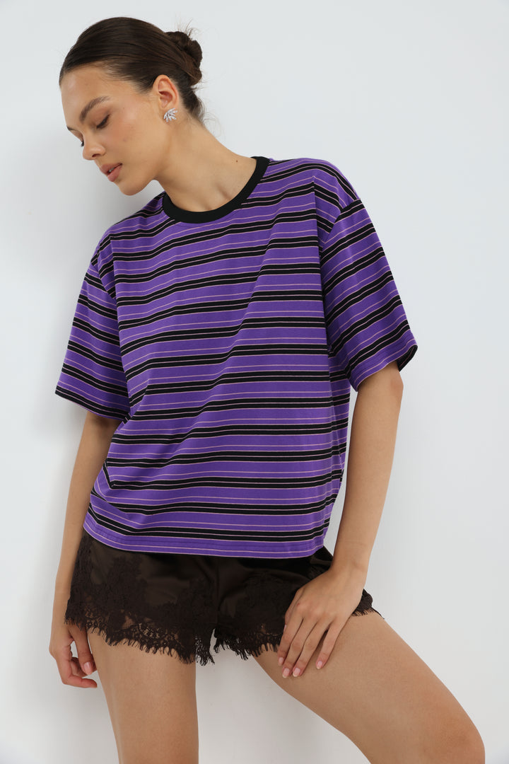 Just Purple Striped T-Shirt