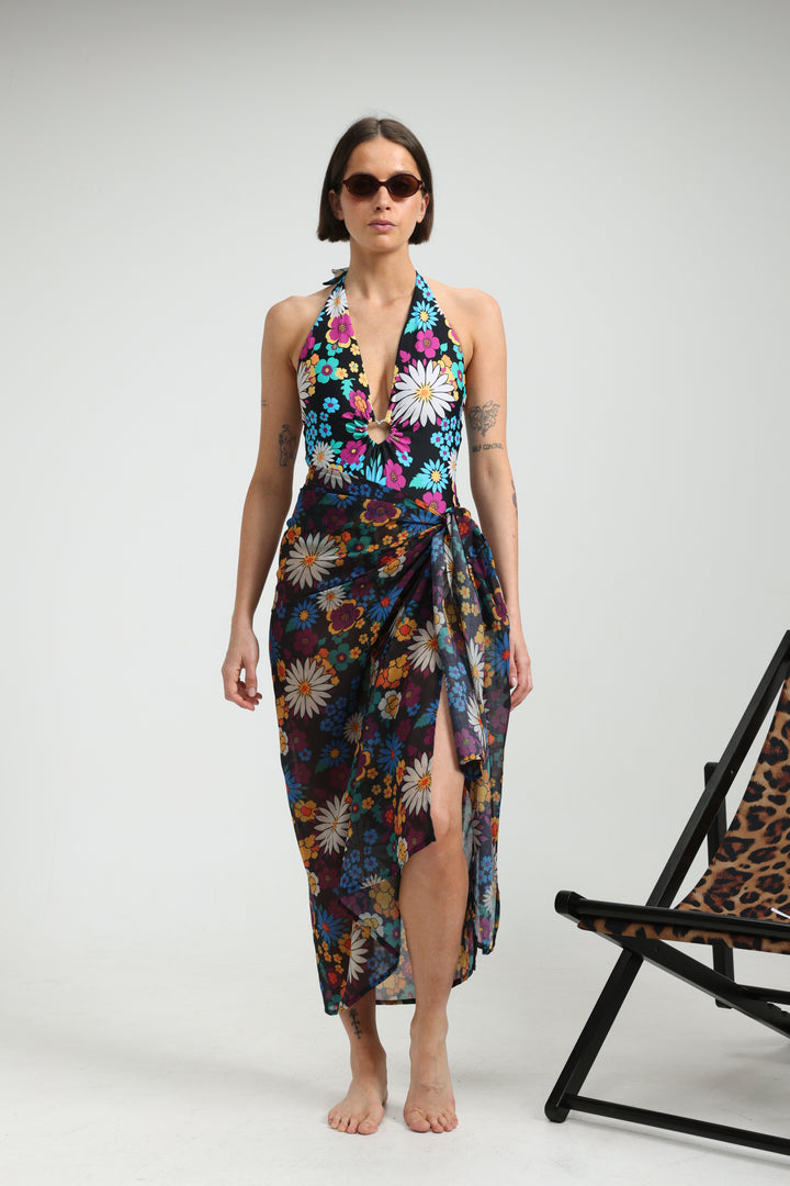 Fluid Floral Maxi Wrap Skirt