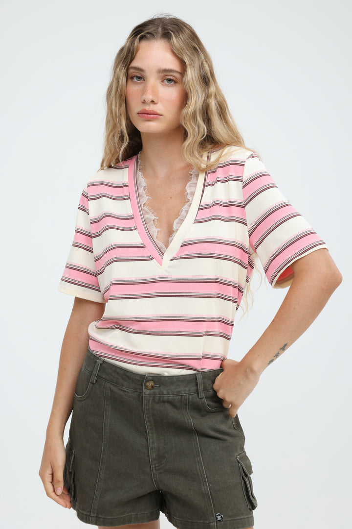 Mystery Pink Striped T-Shirt
