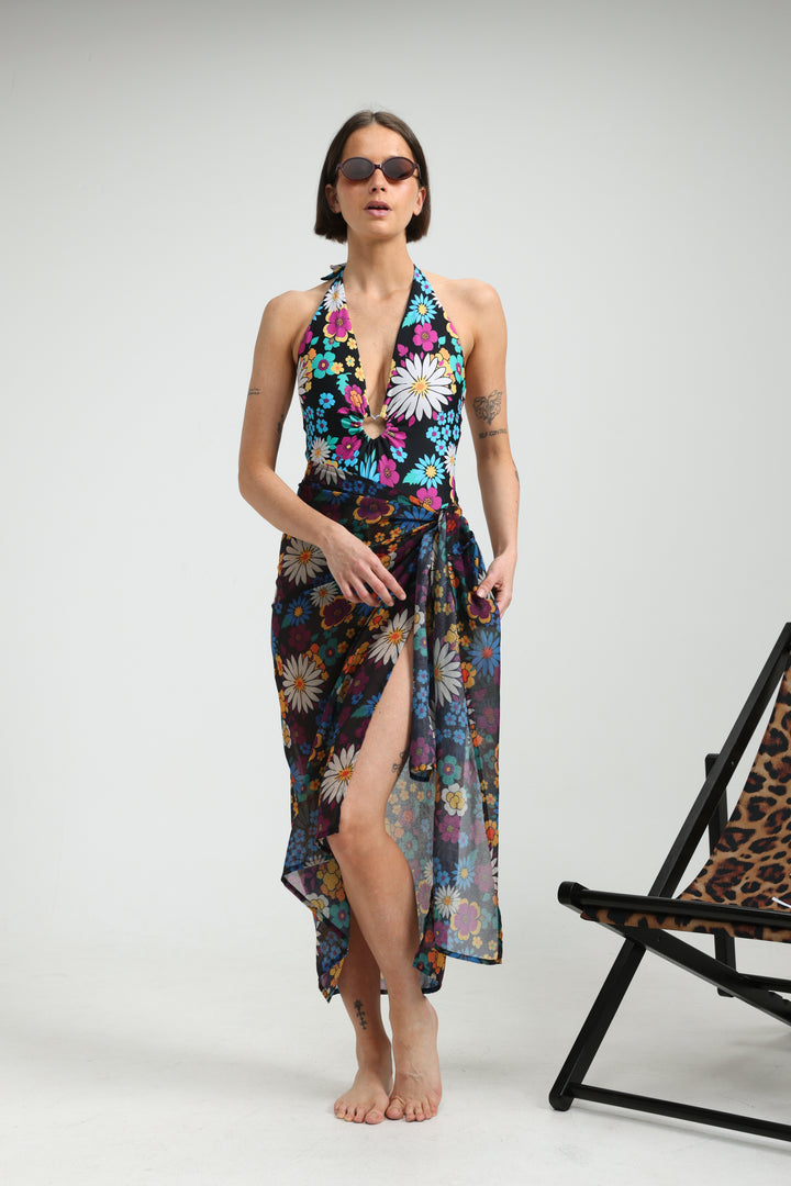 Fluid Floral Maxi Wrap Skirt