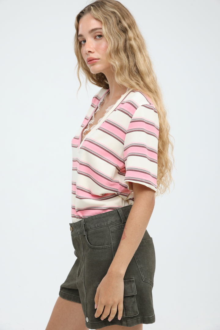 Mystery Pink Striped T-Shirt