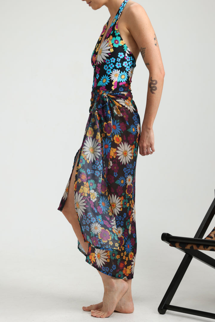 Fluid Floral Maxi Wrap Skirt