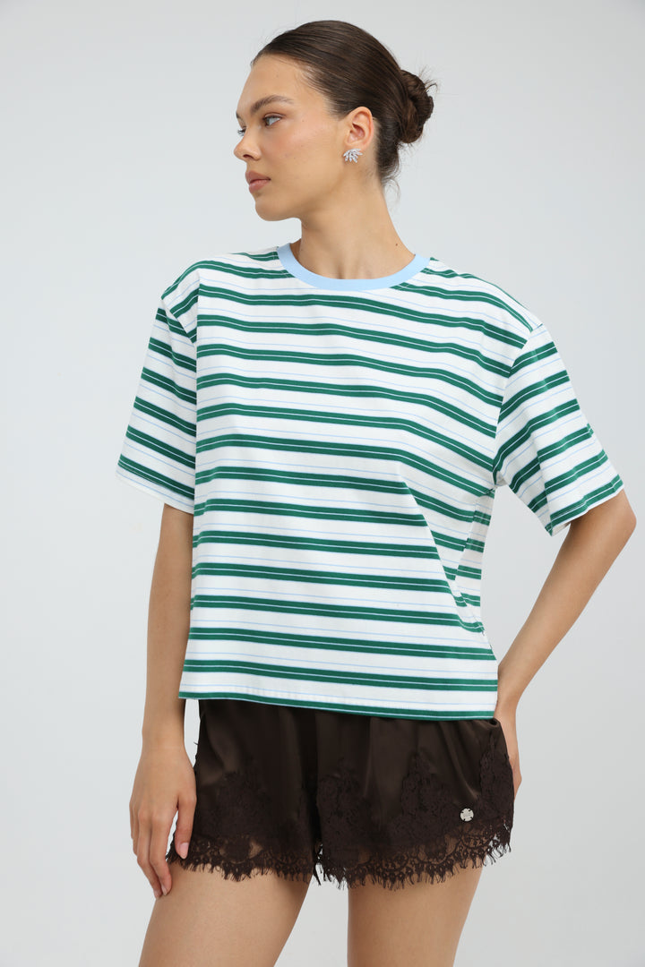 Just Green/Blue Striped T-Shirt
