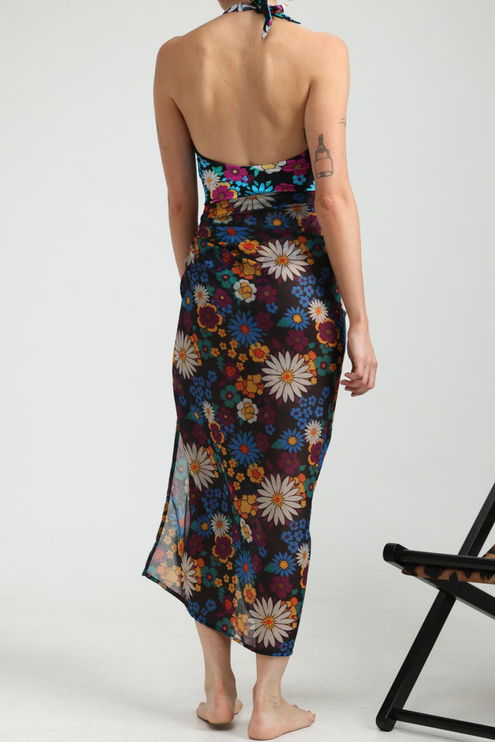 Fluid Floral Maxi Wrap Skirt