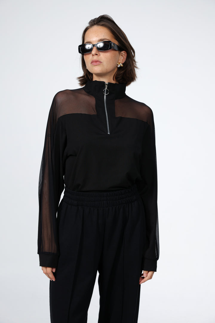 Adam Black Mesh Polo