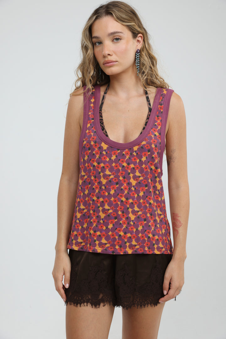 Tropic Red Floral Tank