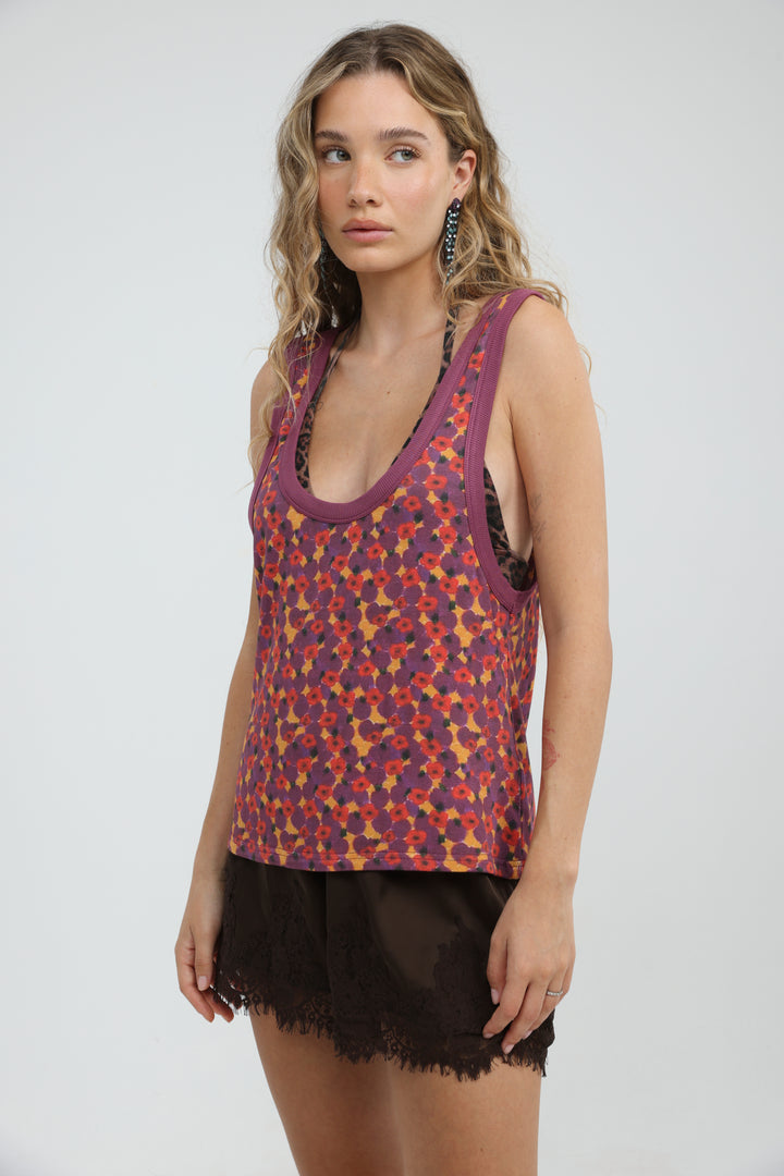 Tropic Red Floral Tank