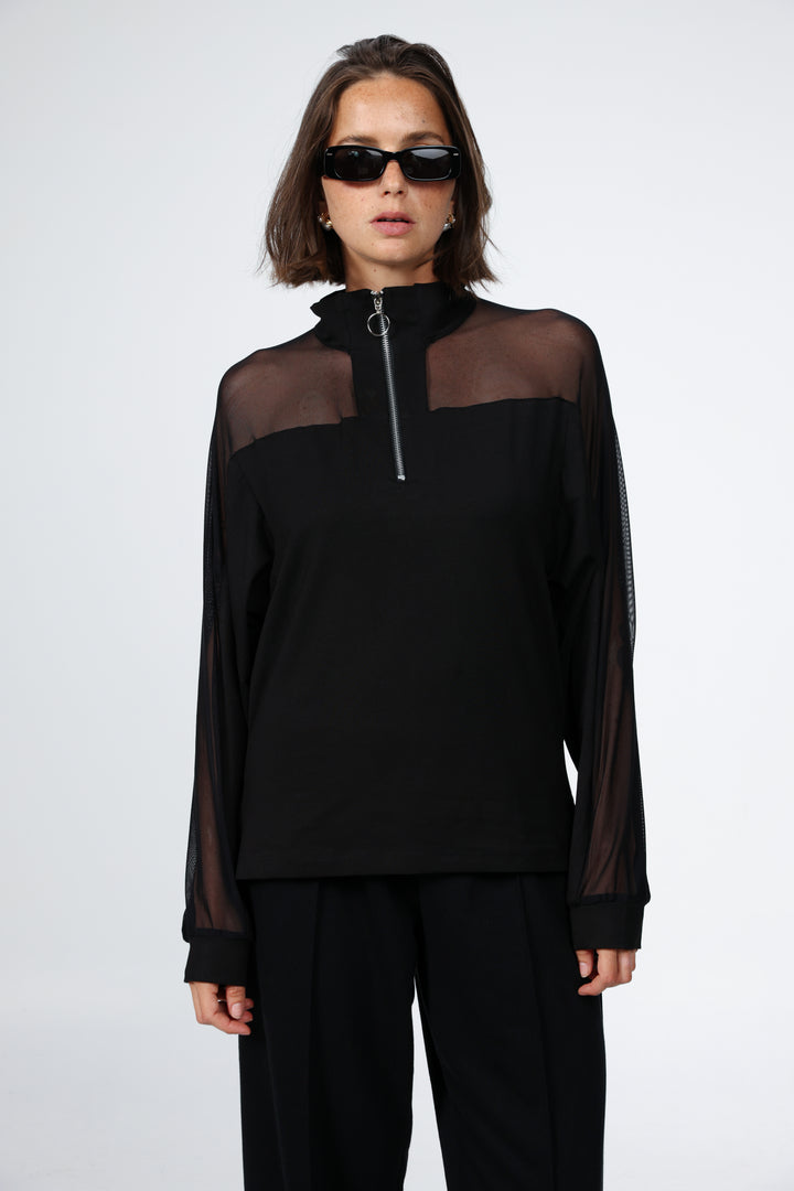 Adam Black Mesh Polo