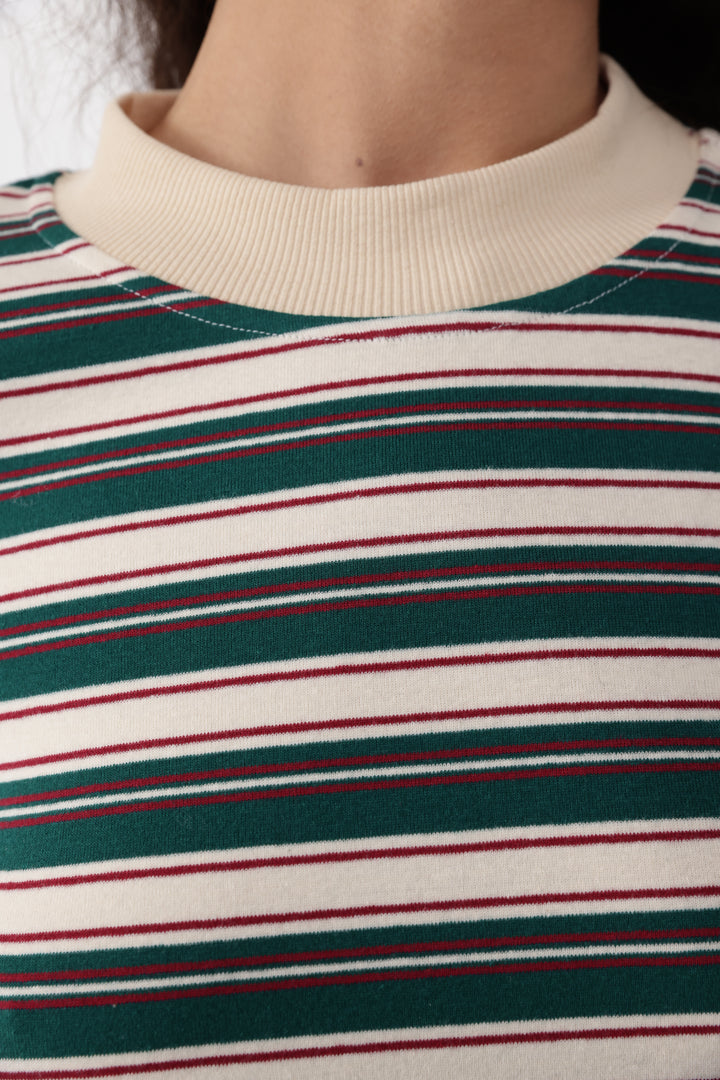 Rebasically Green&Red Stripes Shirt