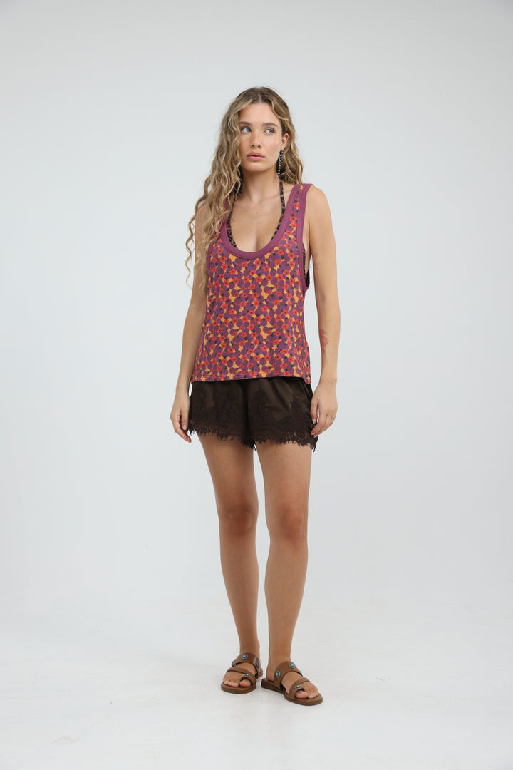 Tropic Red Floral Tank