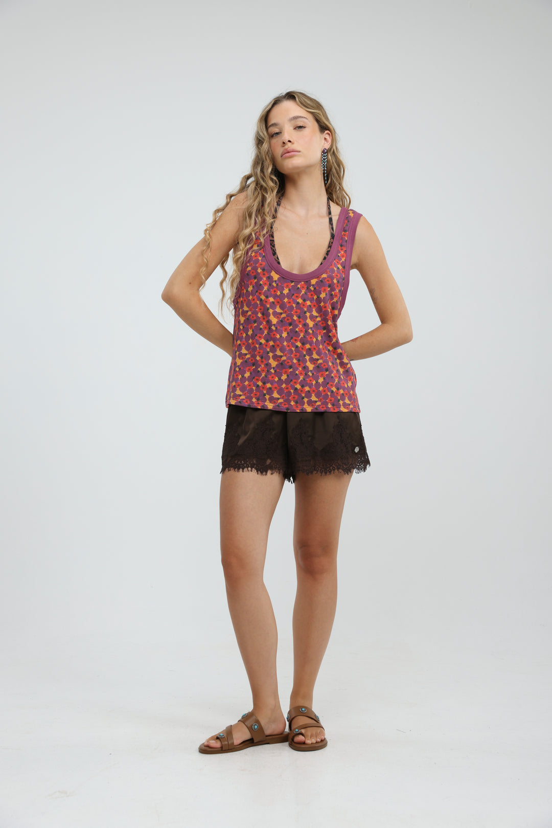 Tropic Red Floral Tank